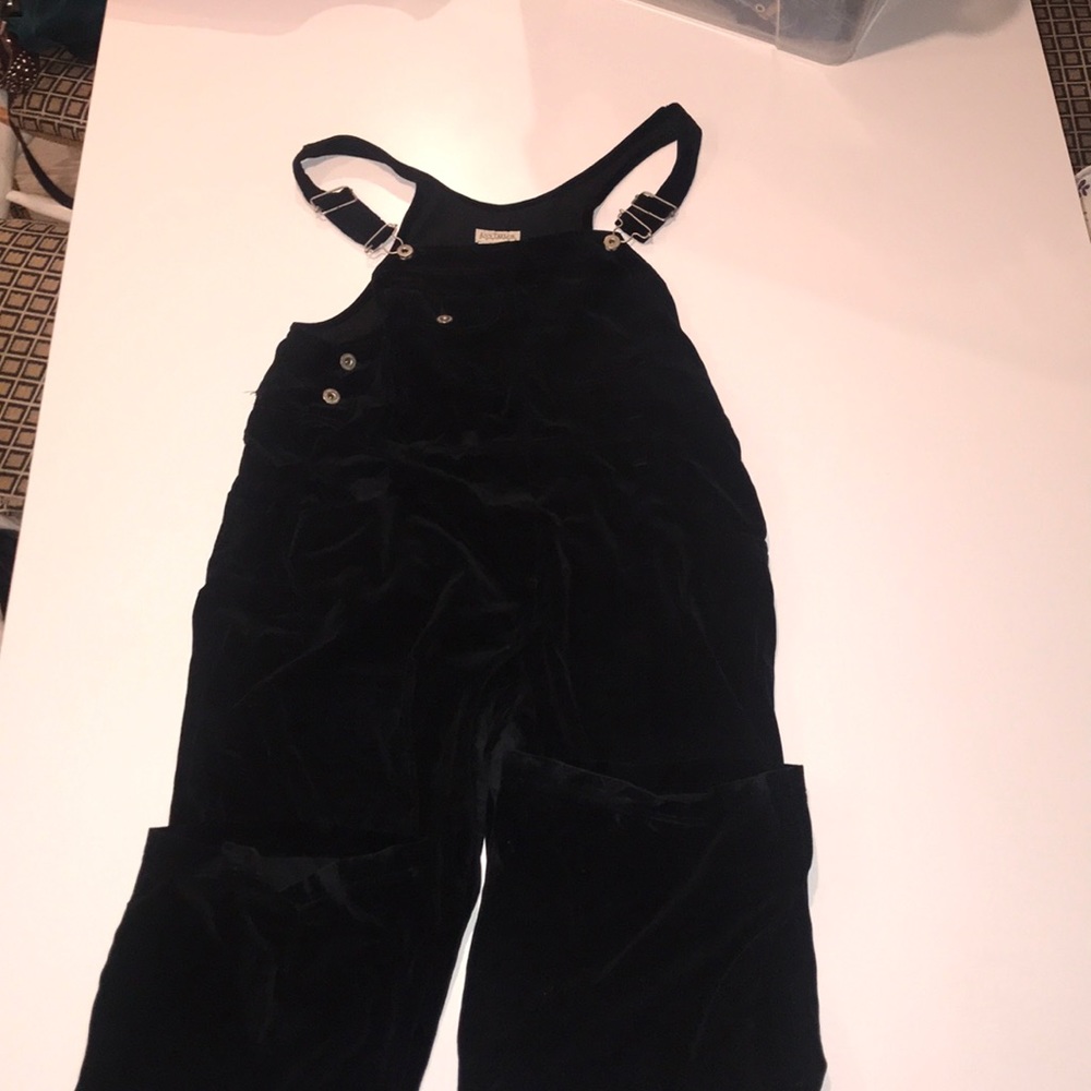 Vintage Ann Taylor black velvet overalls